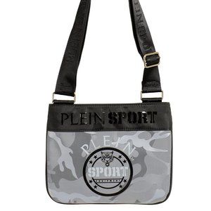 Plein Sport Unisex Gray Military Print Crossbody Bag
